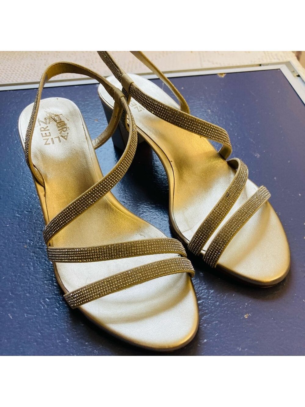 Naturalizer Gold Strappy Mid-Heel Sandals